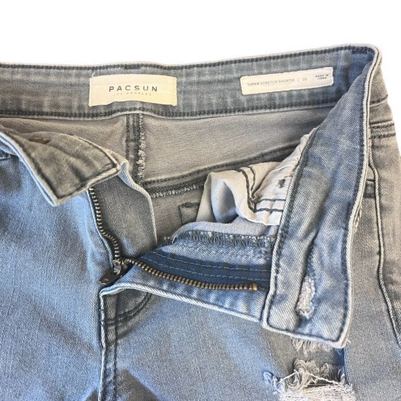 Women's PacSun Blue Denim Super‎ Stretch Shortie Shorts Size 25 - Picture 4 of 5